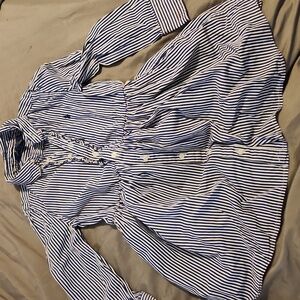 Polo Ralph Lauren Girls Blue & White Striped Shirt Dress Size 5